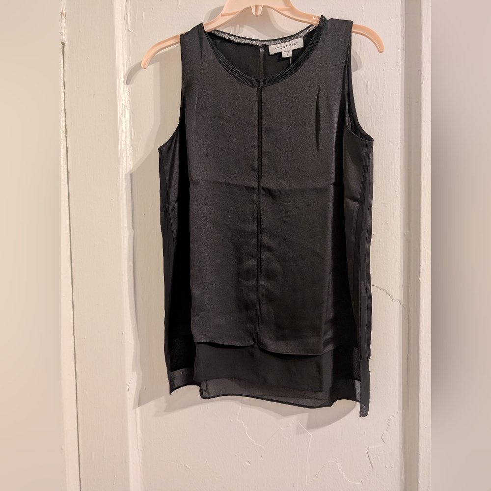 Amour Vert Zola Black Silk Alternative Top- S NWT Eco-friendly Date Night Top
